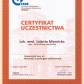 Certyfikat uczestnictwa - Warsztaty z peelingów chemicznych